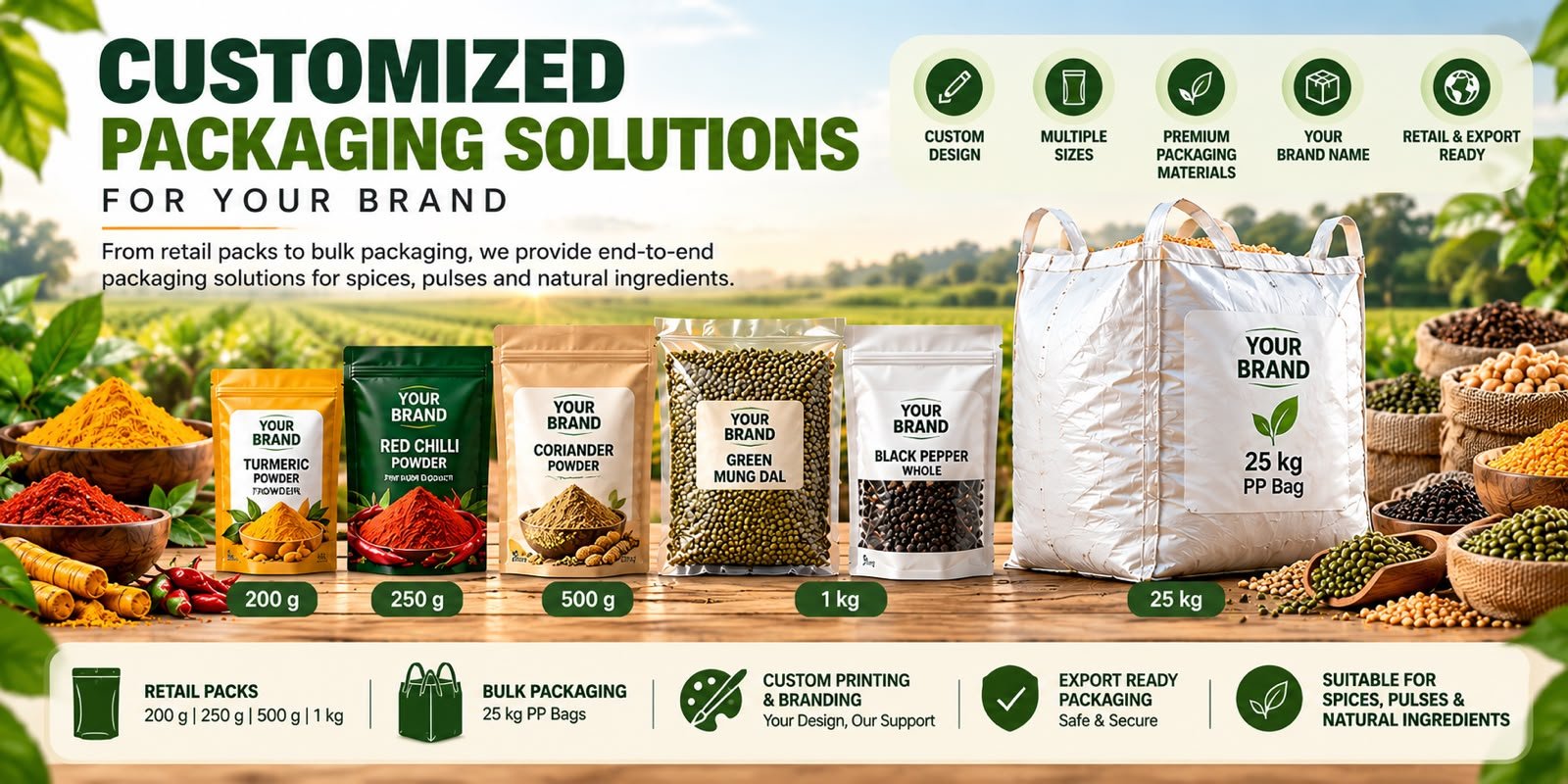 Indian spices and pulses private labeling